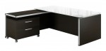 Executive L Shaped Desk with Drawers and Glass Desktop