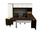 U Shaped Peninsula Desk with Hutch and Storage