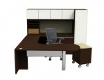 U Shaped Peninsula Desk with Hutch and Storage