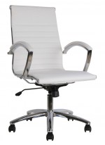 Modern White High Back Office and Conference Room Chair with Arms