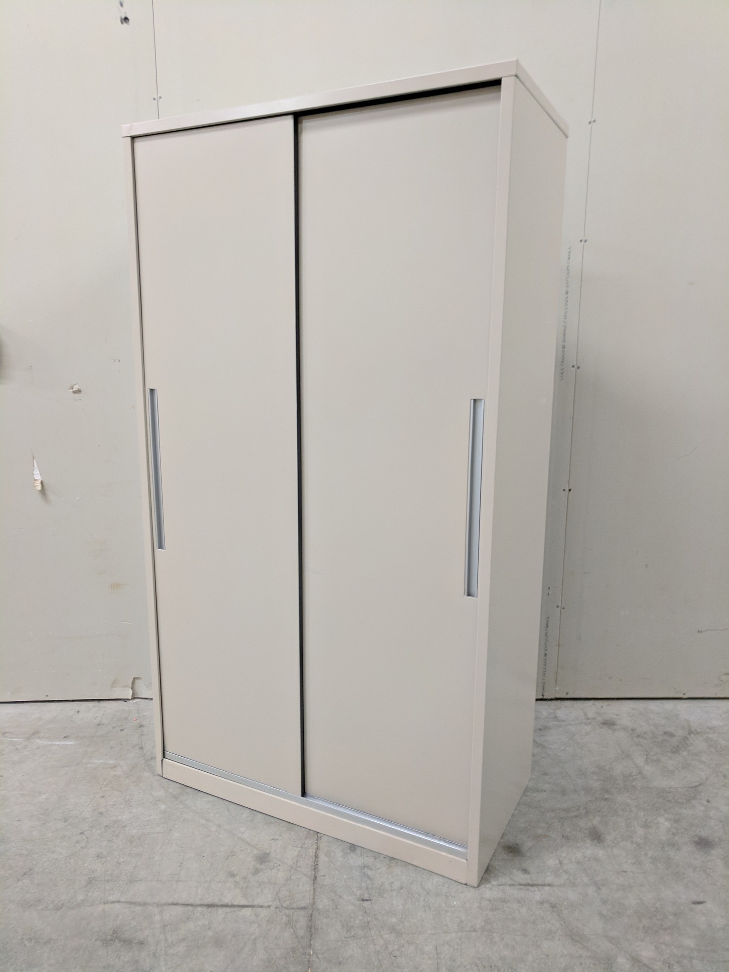 Putty Metal Storage Cabinet With Sliding Doors 36 Inch Wide