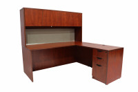 L Shaped Desk with Hutch and Drawers