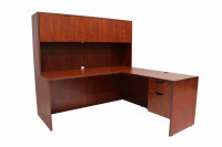 L Shaped Desk with Hutch and Drawers