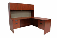 L Shaped Desk with Hutch and Drawers