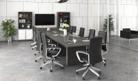 Boat Shaped Conference Table and Chairs Set