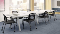 Boat Shaped Conference Table with Metal Legs