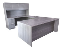 U Shaped Desk with Hutch and Drawers