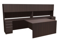 T Shaped Two Person Desk with Hutch