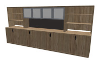 Long Credenza with Overhead Storage