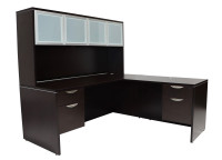 L Shaped Desk with Hutch and Drawers