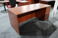 Cherry Rectangular Desk with Drawers