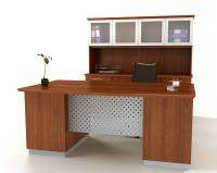 Metallix Series Desk with Credenza and Hutch