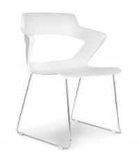 White Sled Base Plastic Stacking Chair