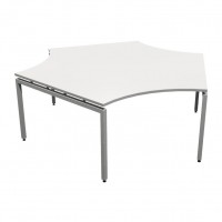 3 Person Open Office Desk - White