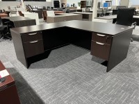 Bow Front L-Shaped Desk with Suspended Pedestal Storage