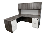 Modern L Shape Desk with Hutch