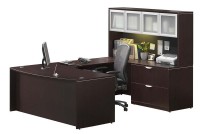 U Shaped Bow Front Desk with Hutch