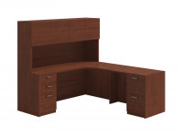 L Shaped Desk with Hutch and Drawers