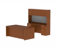 Bow Front Desk with Credenza Desk and Hutch