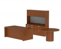 Bow Front Desk with Storage Credenza and Table
