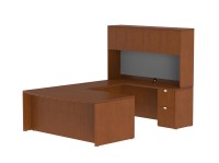 Bow Front U Shaped Desk with Hutch and Drawers