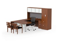 U Shaped Peninsula Desk with Storage