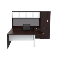 U Shaped Peninsula Desk with Storage