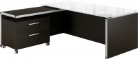 Executive L Shaped Desk with Drawers and Glass Desktop