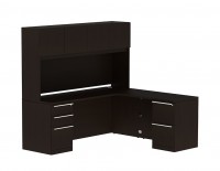 L Shaped Desk with Hutch and Drawers