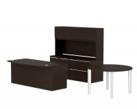 Bow Front Desk with Storage Credenza and Table