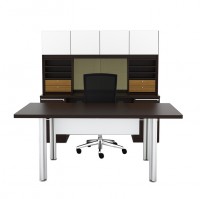 Rectangular Desk with Credenza Desk and Hutch