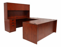 U Shaped Desk with Hutch and Drawers