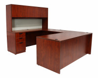 U Shaped Desk with Hutch and Drawers