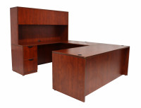 U Shaped Desk with Hutch and Drawers