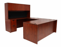 U Shaped Desk with Hutch and Drawers
