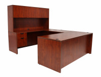U Shaped Desk with Hutch and Drawers