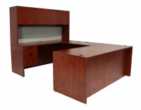U Shaped Desk with Hutch and Drawers