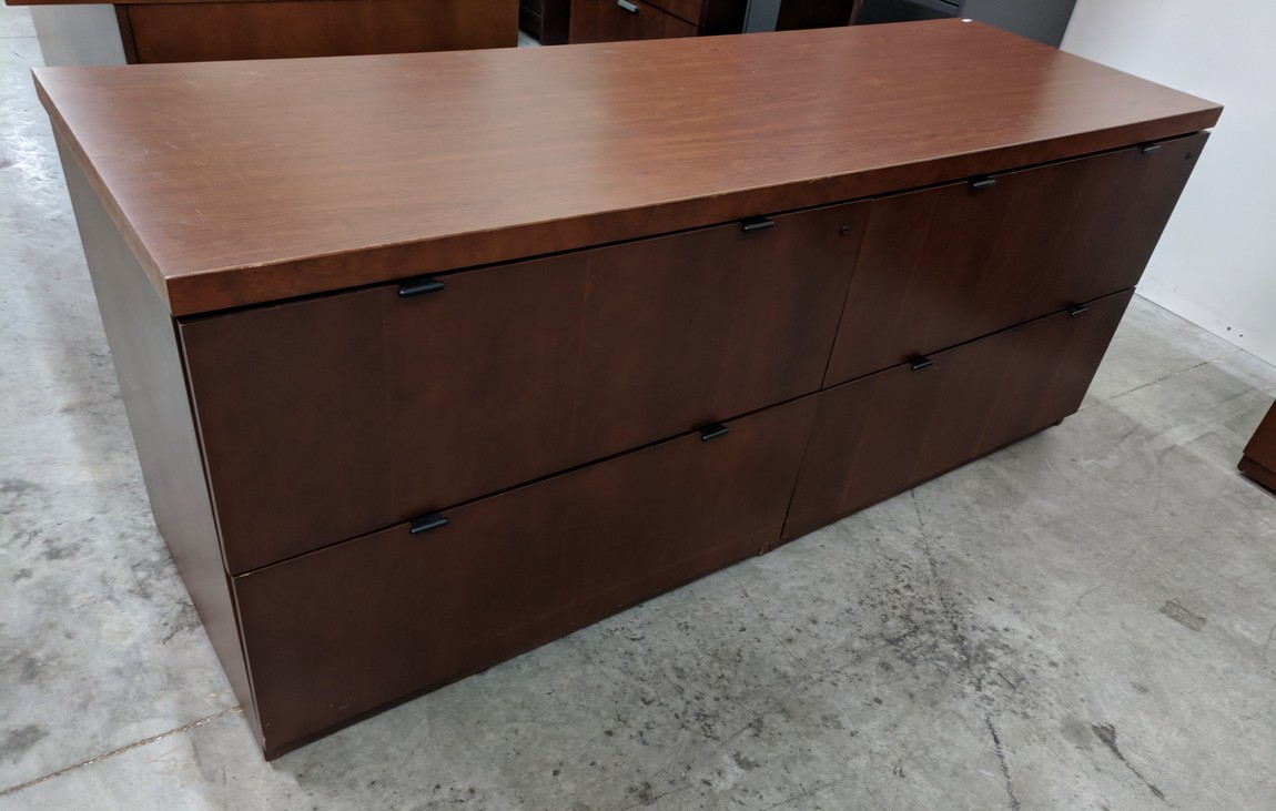 Kimball Solid Wood Mahogany Storage Credenza With Lateral Drawers