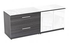 Combo Lateral File Storage Cabinet Credenza with Glass Top