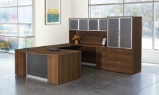 Bow Front U Shaped Desk with Storage