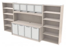 Credenza Wall Unit with Hutch and Bookcases