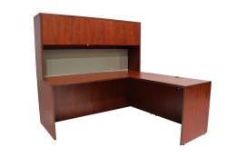 L Shaped Desk with Hutch - Express Laminate Series