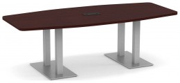 Boat Shaped Conference Table with Brushed Metal Base