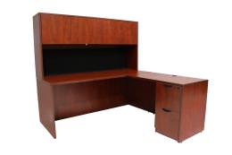 L Shaped Desk with Hutch and Drawers