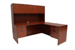 L Shaped Desk with Hutch and Drawers