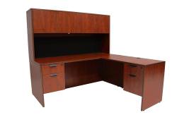 L Shaped Desk with Hutch and Drawers - Express Laminate Series
