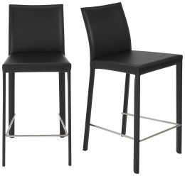 Minimalist Leather Counter Stool - Set of 2