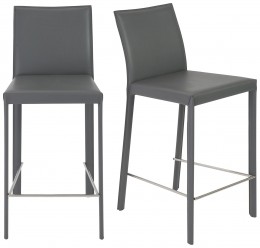 Minimalist Leather Counter Stool - Set of 2