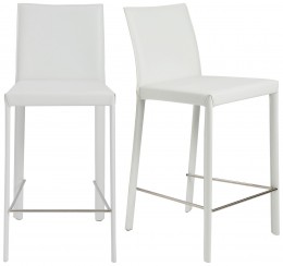 Minimalist Leather Counter Stool - Set of 2