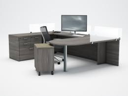 U Shaped Peninsula Desk with Privacy Panels - Amber